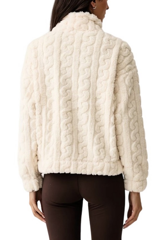 DKNY CABLE SHERPA FULL ZIP JACKET ΜΠΟΥΦΑΝ ΓΥΝΑΙΚΕΙΟ OFF WHITE