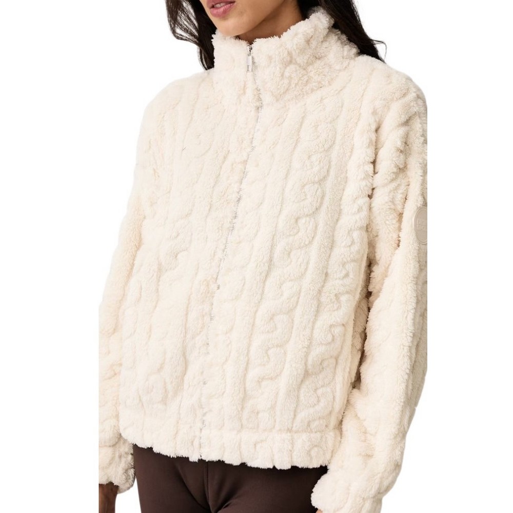 DKNY CABLE SHERPA FULL ZIP JACKET ΜΠΟΥΦΑΝ ΓΥΝΑΙΚΕΙΟ OFF WHITE