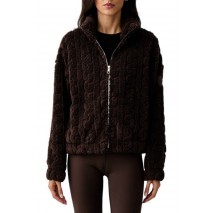DKNY CABLE SHERPA FULL ZIP JACKET ΜΠΟΥΦΑΝ ΓΥΝΑΙΚΕΙΟ DARK BROWN