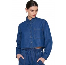 ALE CROP ΜΕ DENIM ΟΨΗ ΠΟΥΚΑΜΙΣΟ ΓΥΝΑΙΚΕΙΟ BLUΕ DENIM