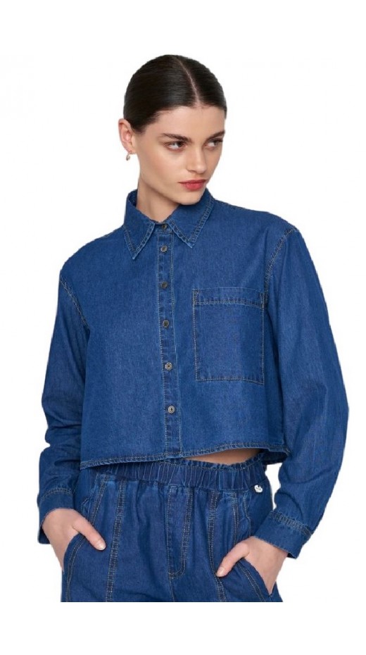 ALE CROP ΜΕ DENIM ΟΨΗ ΠΟΥΚΑΜΙΣΟ ΓΥΝΑΙΚΕΙΟ BLUΕ DENIM