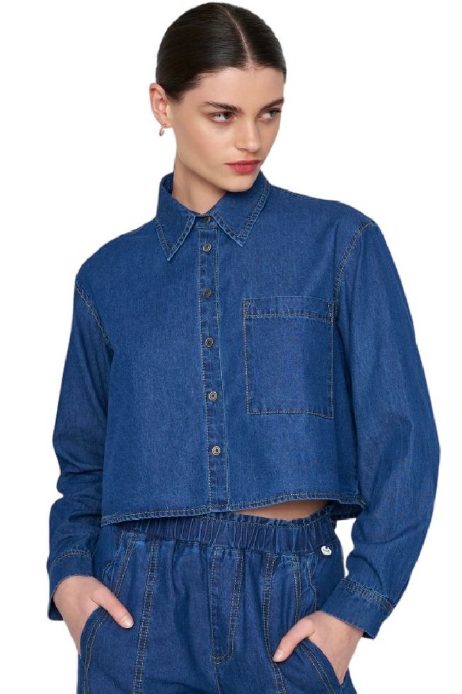 ALE CROP ΜΕ DENIM ΟΨΗ ΠΟΥΚΑΜΙΣΟ ΓΥΝΑΙΚΕΙΟ BLUΕ DENIM