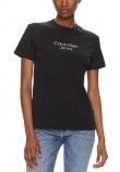 CALVIN KLEIN JEANS STACKED INSTITUTIONAL REG T-SHIRT ΜΠΛΟΥΖΑ ΓΥΝΑΙΚΕΙΑ BLACK