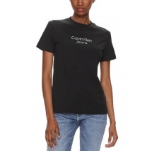 CALVIN KLEIN JEANS STACKED INSTITUTIONAL REG T-SHIRT ΜΠΛΟΥΖΑ ΓΥΝΑΙΚΕΙΑ BLACK