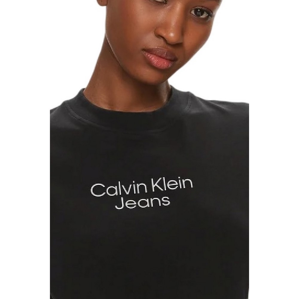 CALVIN KLEIN JEANS STACKED INSTITUTIONAL REG T-SHIRT ΜΠΛΟΥΖΑ ΓΥΝΑΙΚΕΙΑ BLACK