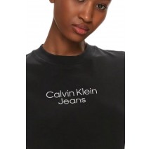 CALVIN KLEIN JEANS STACKED INSTITUTIONAL REG T-SHIRT ΜΠΛΟΥΖΑ ΓΥΝΑΙΚΕΙΑ BLACK