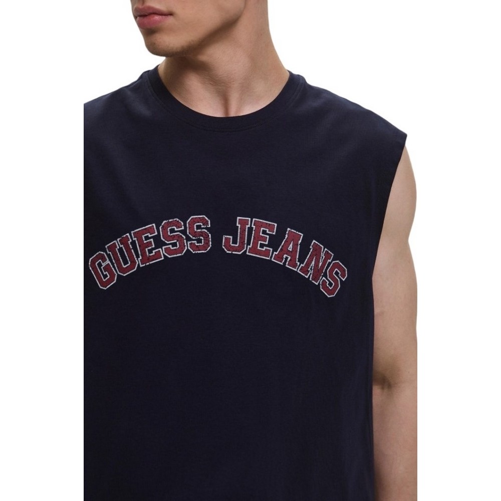 GUESS JEANS MUSCLE COLLEGIATE ΑΜΑΝΙΚΗ ΜΠΛΟΥΖΑ ΑΝΔΡΙΚΗ NAVY