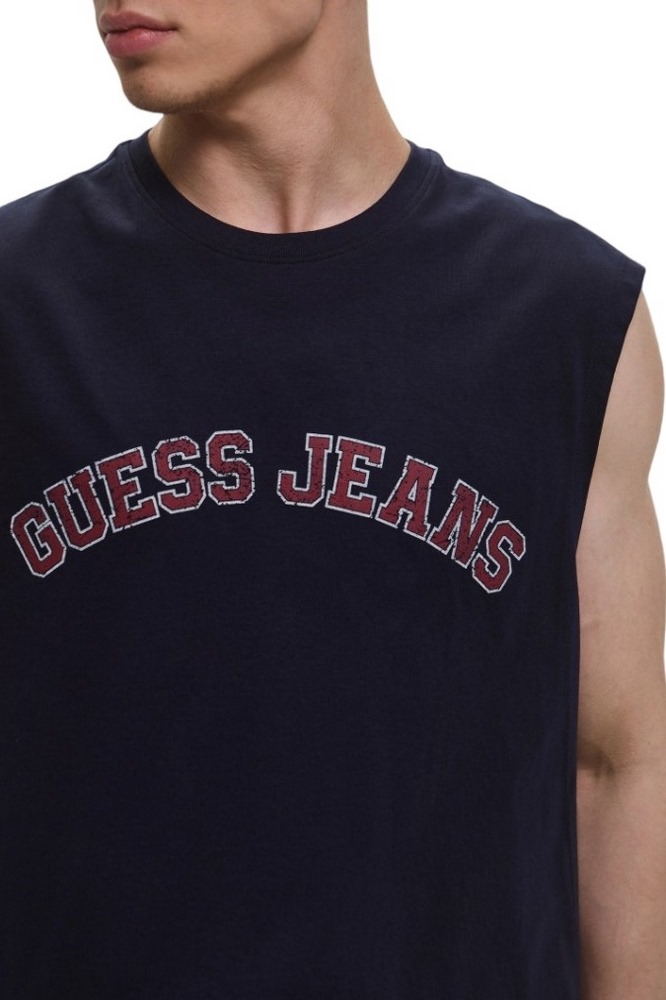 GUESS JEANS MUSCLE COLLEGIATE ΑΜΑΝΙΚΗ ΜΠΛΟΥΖΑ ΑΝΔΡΙΚΗ NAVY