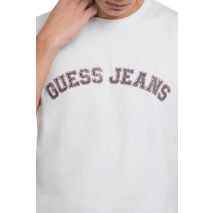 GUESS JEANS MUSCLE COLLEGIATE ΑΜΑΝΙΚΗ ΜΠΛΟΥΖΑ ΑΝΔΡΙΚΗ WHITE
