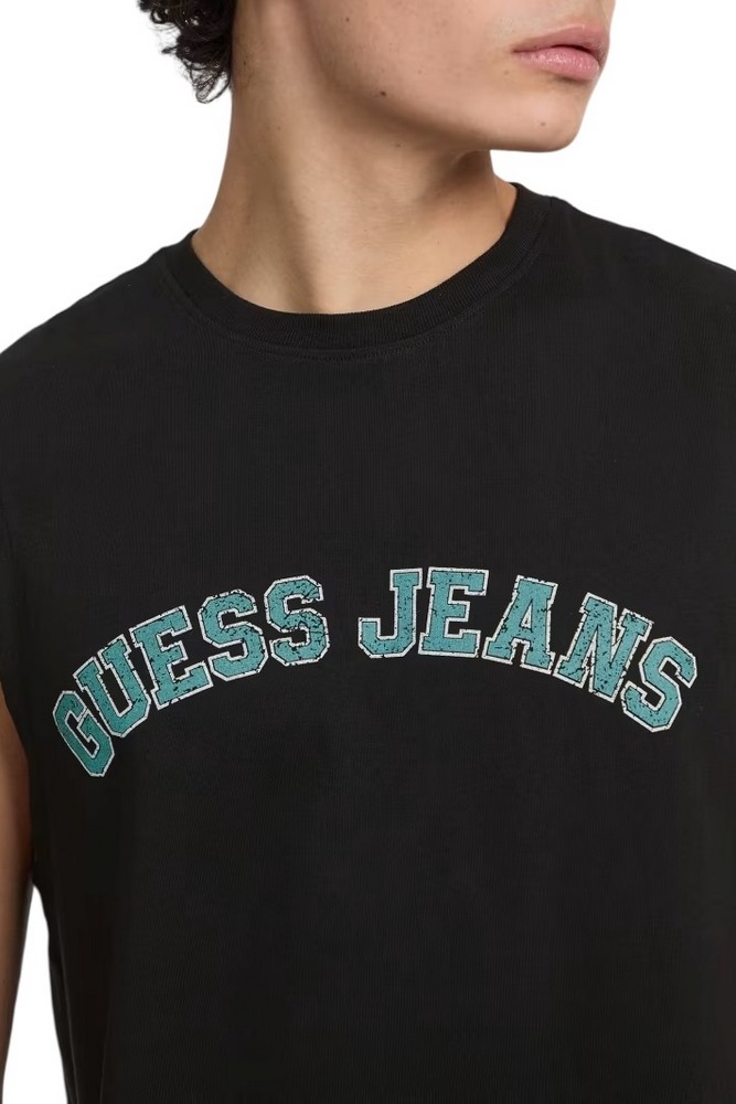 GUESS JEANS MUSCLE COLLEGIATE ΑΜΑΝΙΚΗ ΜΠΛΟΥΖΑ ΑΝΔΡΙΚΗ BLACK