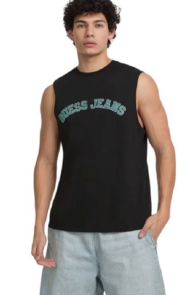 GUESS JEANS MUSCLE COLLEGIATE ΑΜΑΝΙΚΗ ΜΠΛΟΥΖΑ ΑΝΔΡΙΚΗ BLACK
