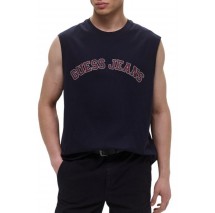 GUESS JEANS MUSCLE COLLEGIATE ΑΜΑΝΙΚΗ ΜΠΛΟΥΖΑ ΑΝΔΡΙΚΗ NAVY