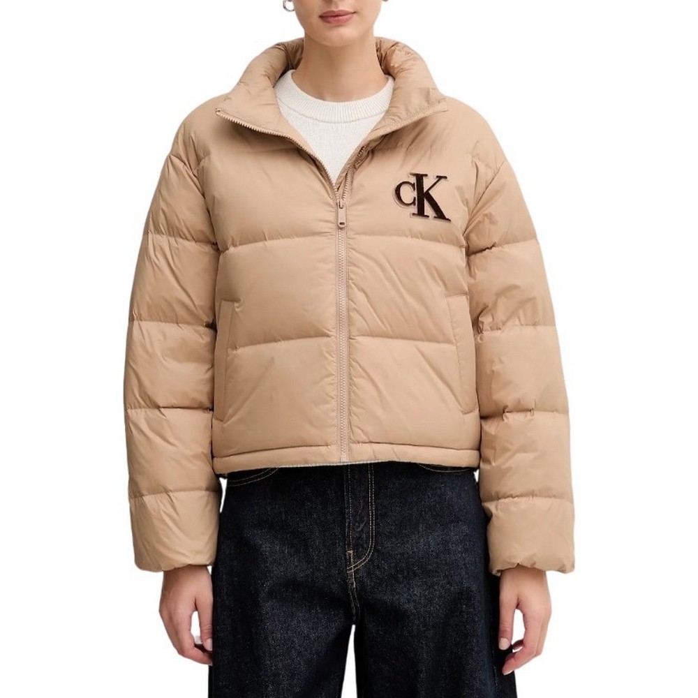 TOMMY JEANS GRAPHIC LOGO PUFFER JACKET ΜΠΟΥΦΑΝ ΓΥΝΑΙΚΕΙΟ BEIGE