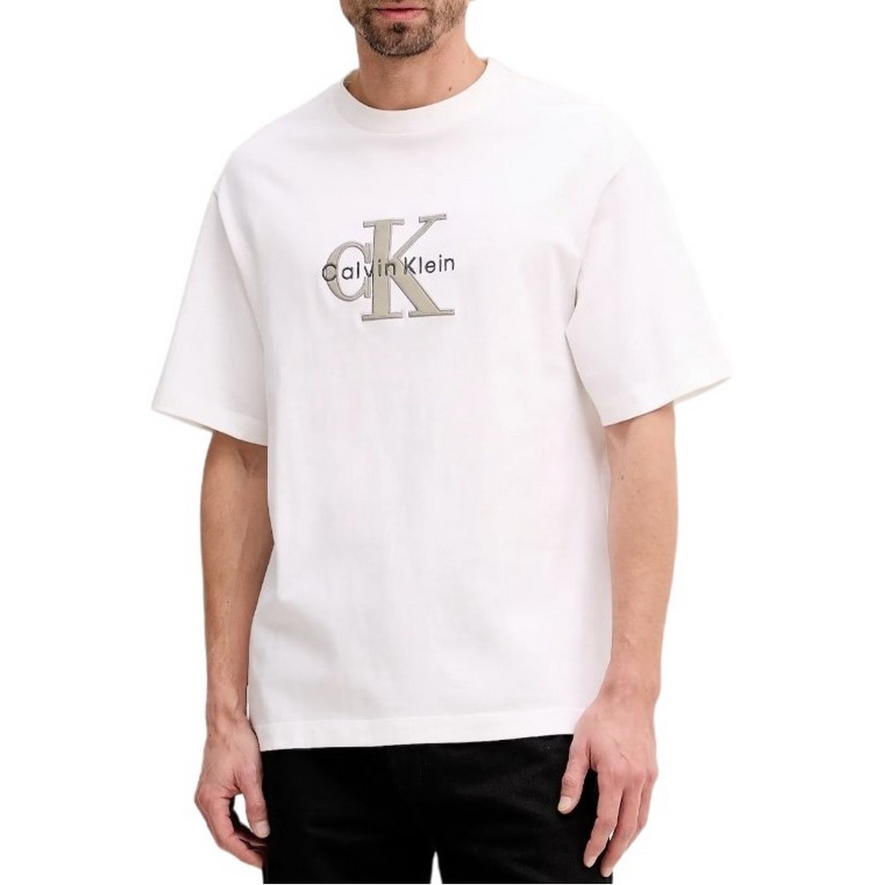 CALVIN KLEIN JEANS 16S TRICOLOR MONOLOGO GRAPHIC T-SHIRT ΜΠΛΟΥΖΑ ΑΝΔΡΙΚΗ BRIGHT WHITE
