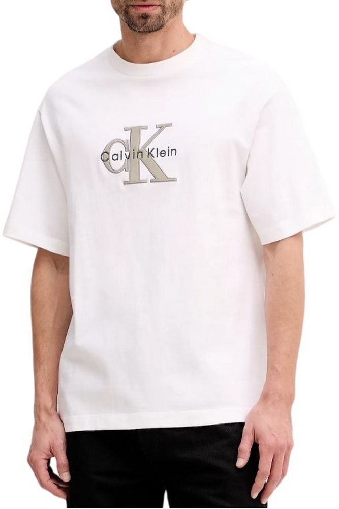 CALVIN KLEIN JEANS 16S TRICOLOR MONOLOGO GRAPHIC T-SHIRT ΜΠΛΟΥΖΑ ΑΝΔΡΙΚΗ BRIGHT WHITE