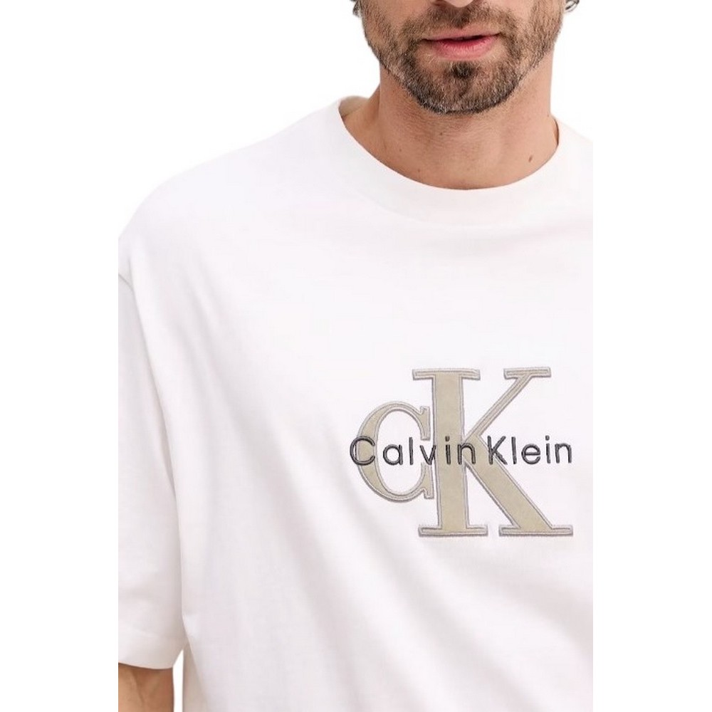CALVIN KLEIN JEANS 16S TRICOLOR MONOLOGO GRAPHIC T-SHIRT ΜΠΛΟΥΖΑ ΑΝΔΡΙΚΗ BRIGHT WHITE