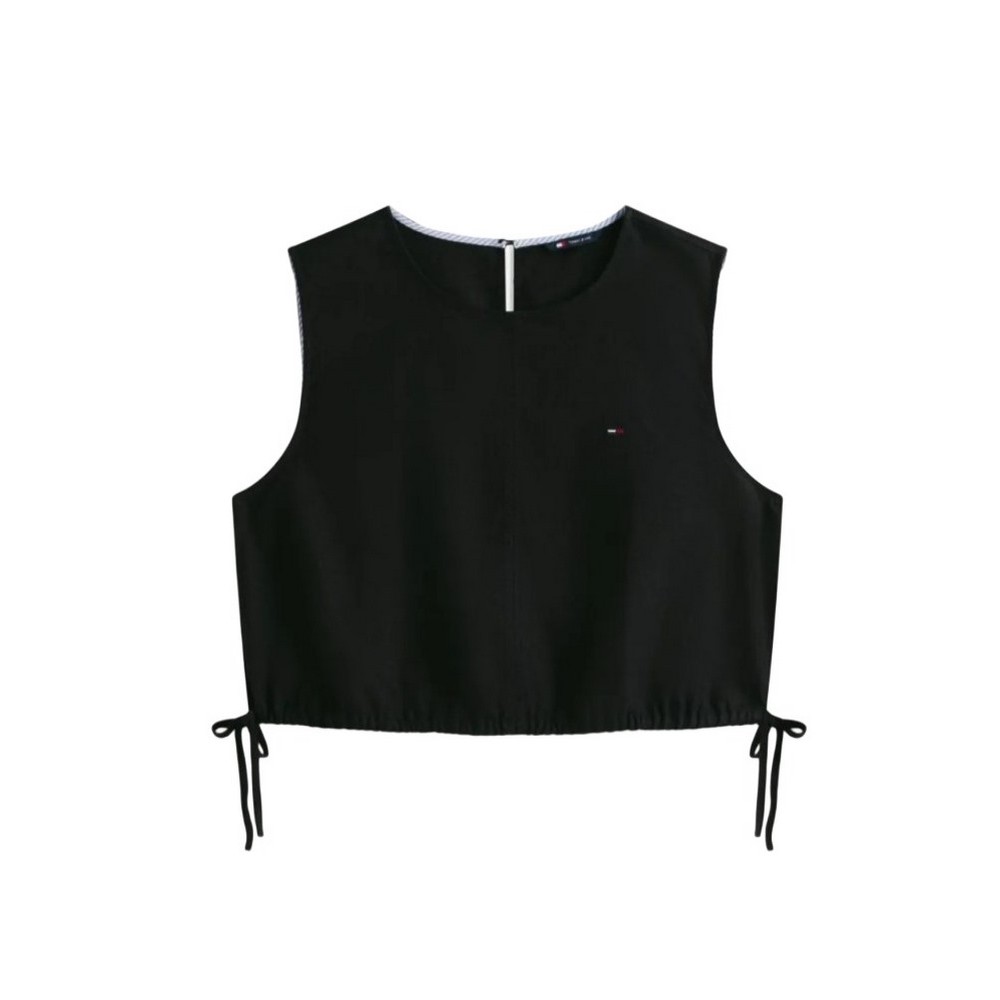 TOMMY JEANS TIE SIDE LINEN BLOUSE ΤΟΠ ΓΥΝΑΙΚΕΙΟ BLACK