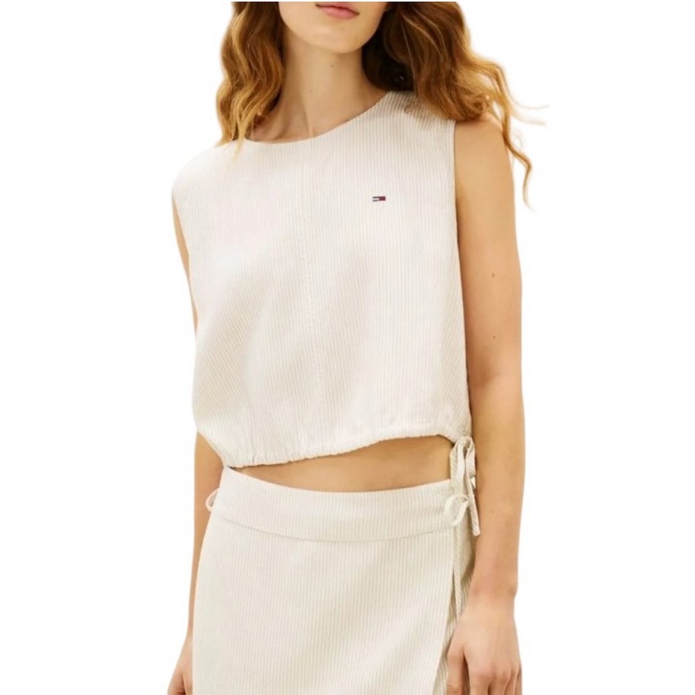 TOMMY JEANS TIE SIDE LINEN BLOUSE ΤΟΠ ΓΥΝΑΙΚΕΙΟ SAND