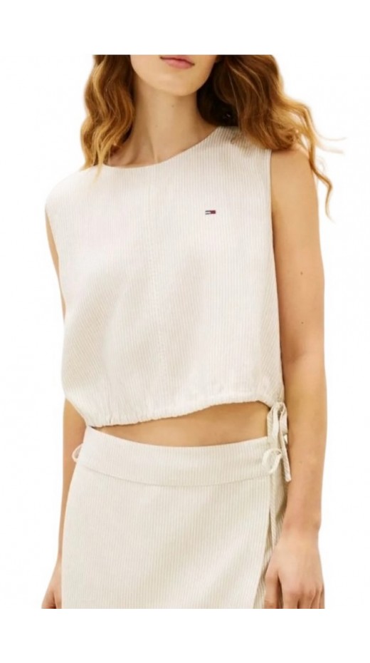 TOMMY JEANS TIE SIDE LINEN BLOUSE ΤΟΠ ΓΥΝΑΙΚΕΙΟ SAND