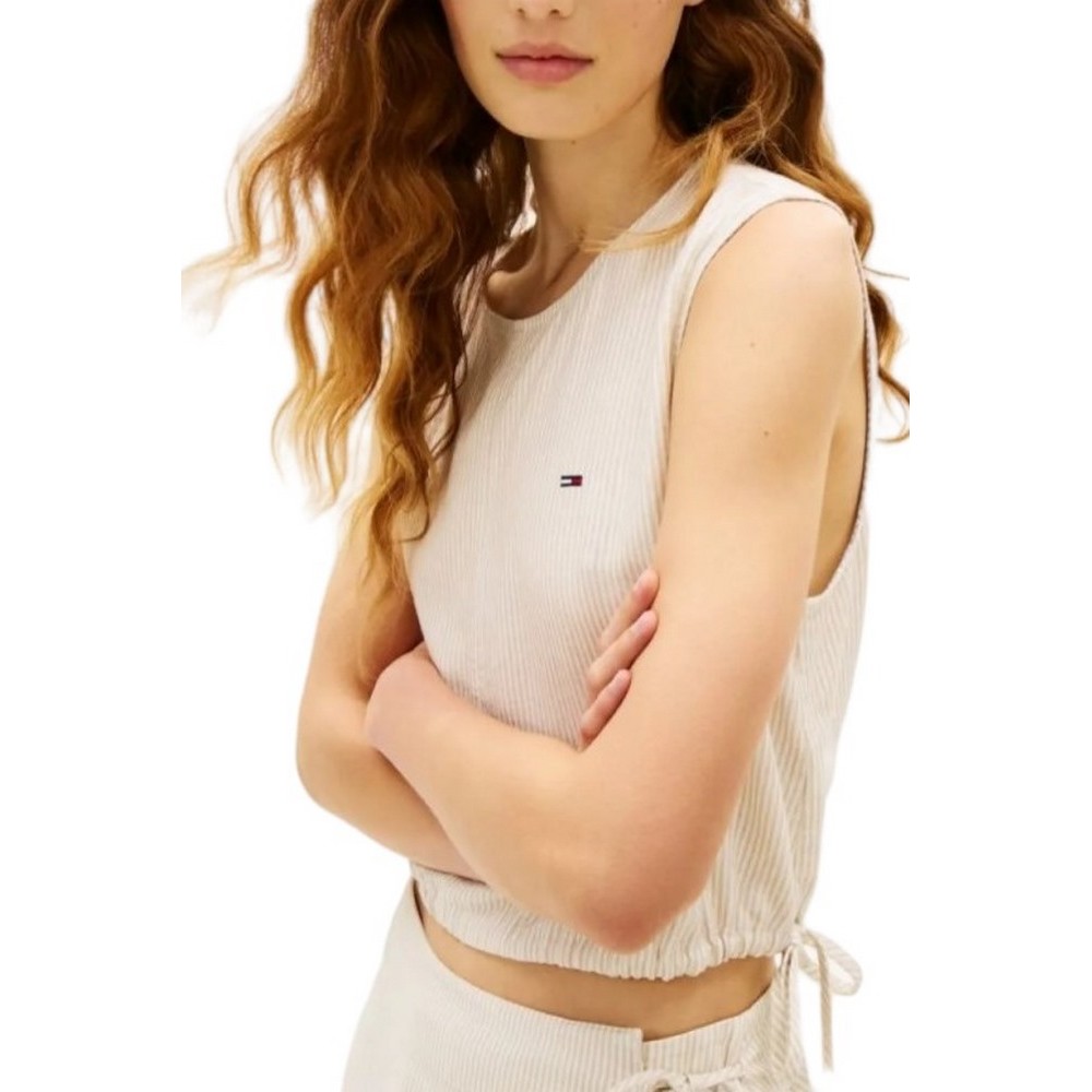 TOMMY JEANS TIE SIDE LINEN BLOUSE ΤΟΠ ΓΥΝΑΙΚΕΙΟ SAND