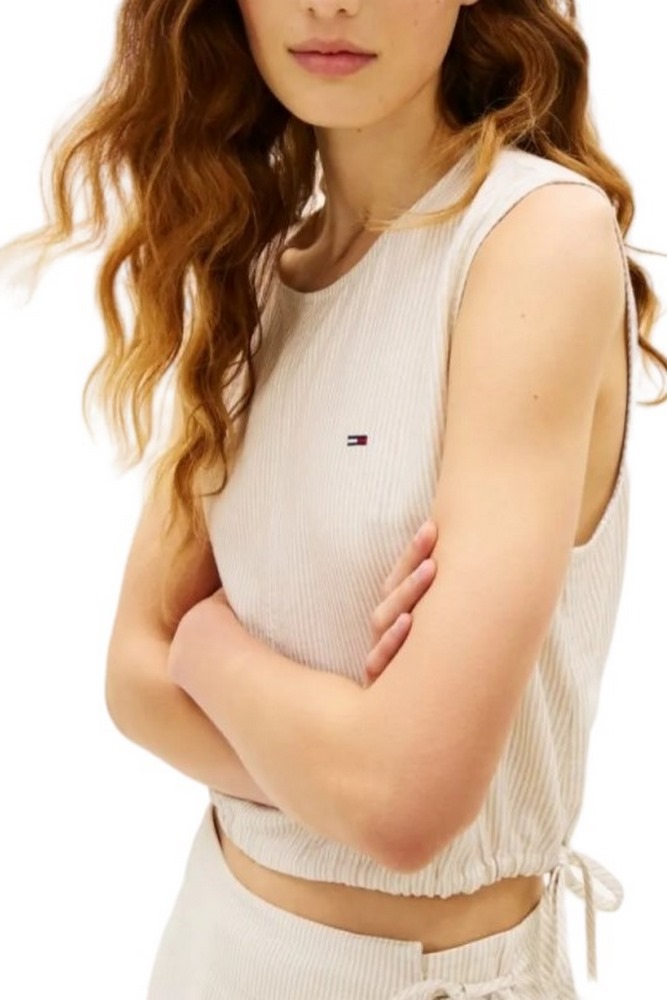 TOMMY JEANS TIE SIDE LINEN BLOUSE ΤΟΠ ΓΥΝΑΙΚΕΙΟ SAND