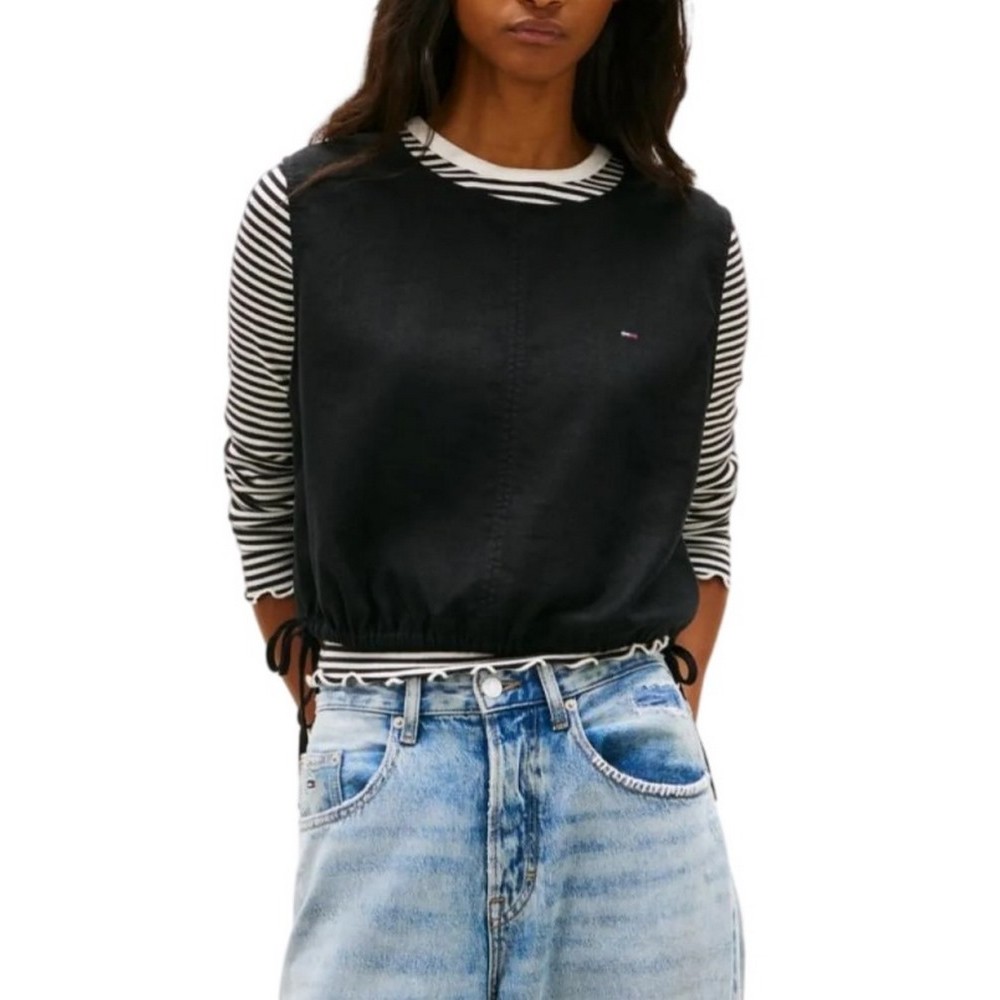 TOMMY JEANS TIE SIDE LINEN BLOUSE ΤΟΠ ΓΥΝΑΙΚΕΙΟ BLACK