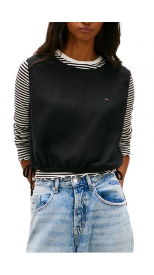 TOMMY JEANS TIE SIDE LINEN BLOUSE ΤΟΠ ΓΥΝΑΙΚΕΙΟ BLACK