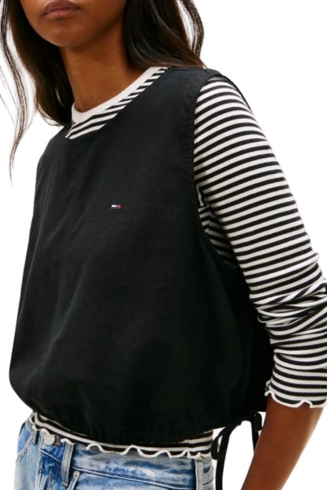 TOMMY JEANS TIE SIDE LINEN BLOUSE ΤΟΠ ΓΥΝΑΙΚΕΙΟ BLACK