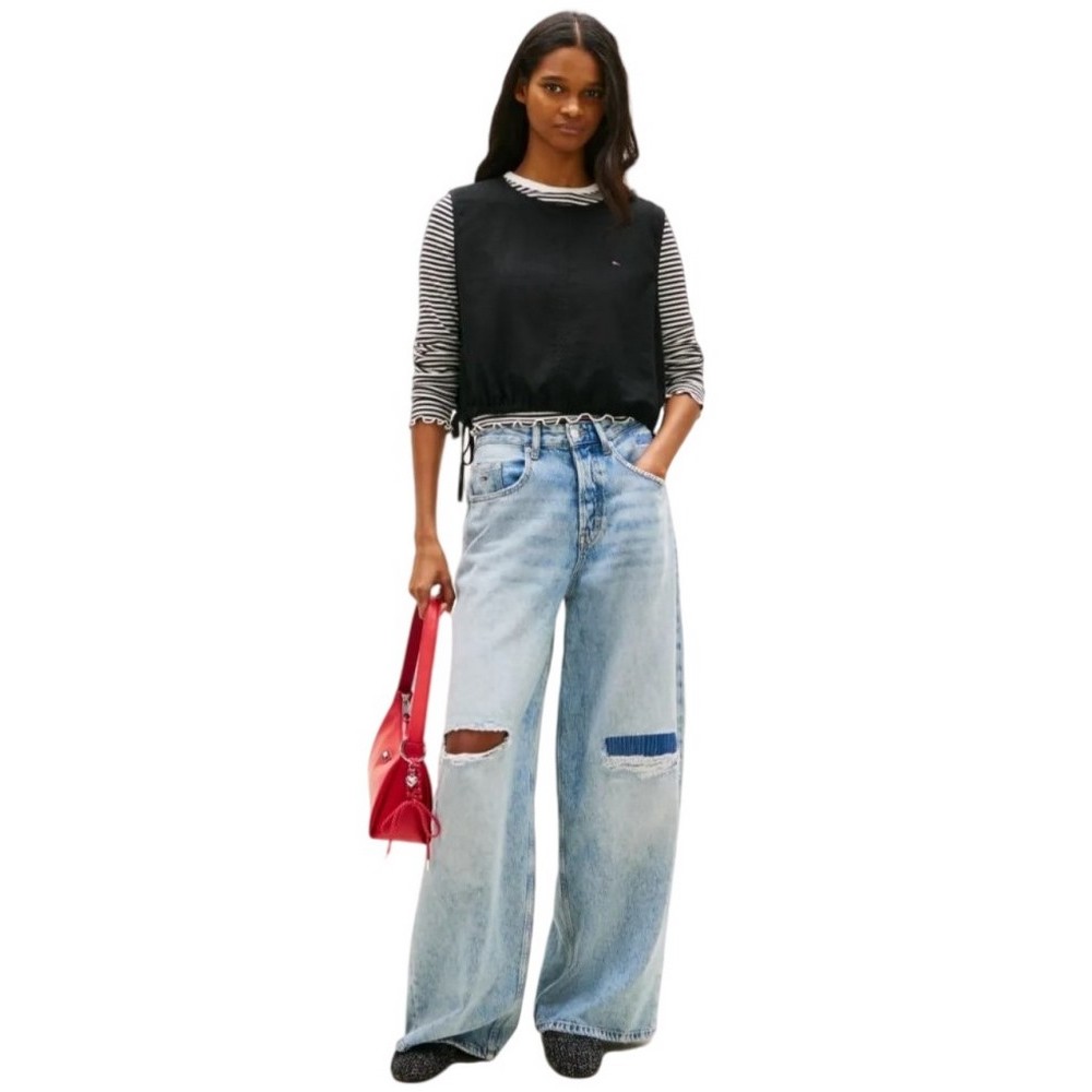 TOMMY JEANS TIE SIDE LINEN BLOUSE ΤΟΠ ΓΥΝΑΙΚΕΙΟ BLACK