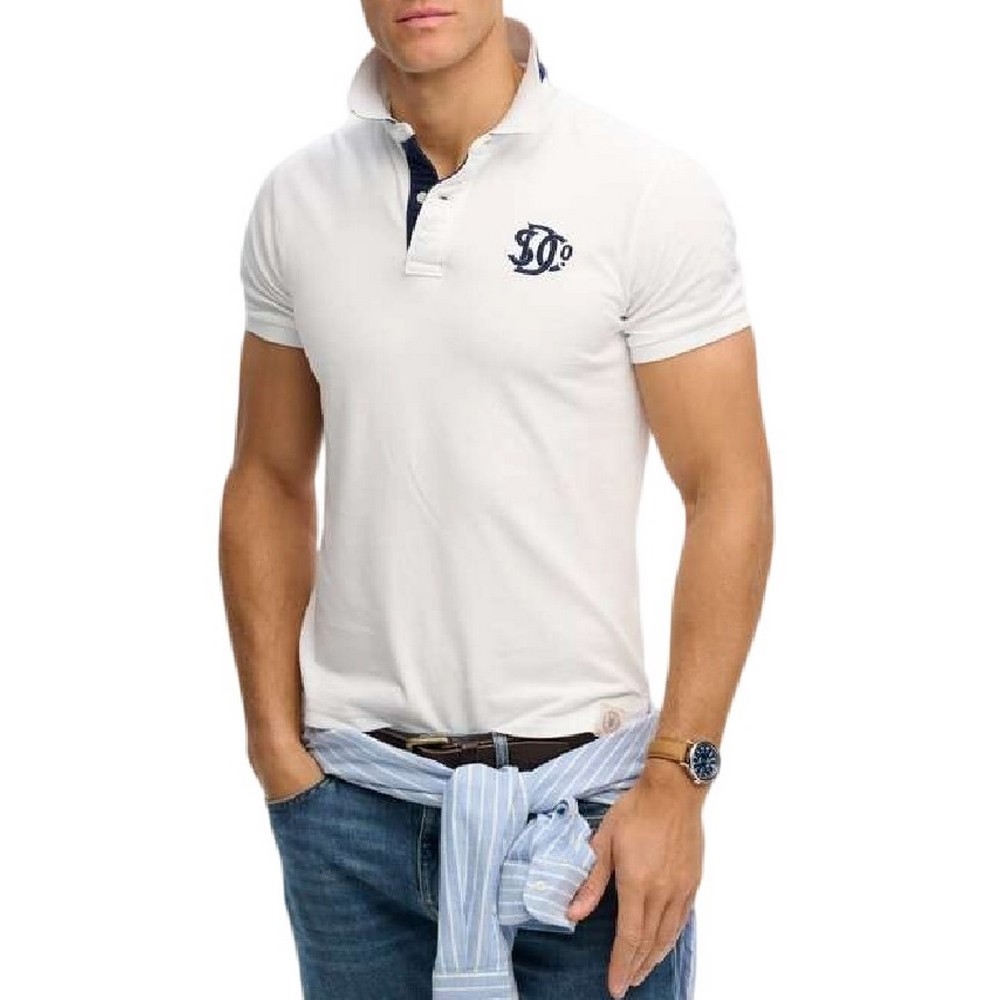 SUPERDRY D2 PIQUE MONOGRAM POLO T-SHIRT ΜΠΛΟΥΖΑ ΑΝΔΡΙΚΗ NAVY/WHITE