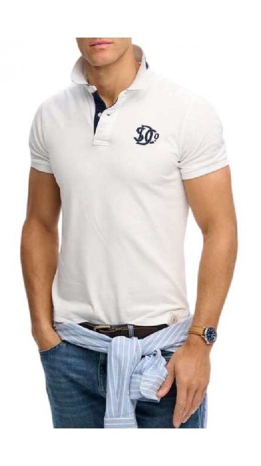 SUPERDRY D2 PIQUE MONOGRAM POLO T-SHIRT ΜΠΛΟΥΖΑ ΑΝΔΡΙΚΗ NAVY/WHITE