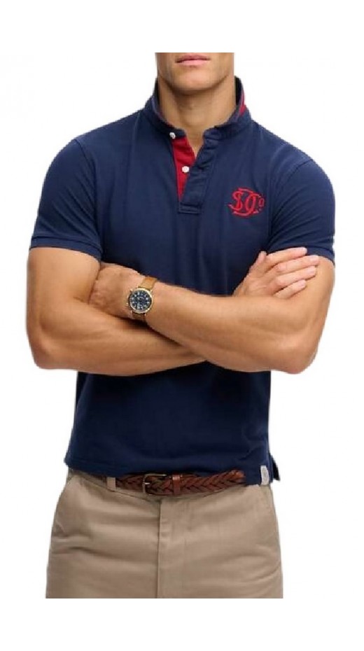 SUPERDRY D2 PIQUE MONOGRAM POLO T-SHIRT ΜΠΛΟΥΖΑ ΑΝΔΡΙΚΗ NAVY