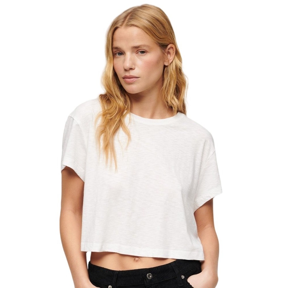 SUPERDRY SLOUCHY CROPPED T-SHIRT ΜΠΛΟΥΖΑ ΓΥΝΑΙΚΕΙΑ WHITE