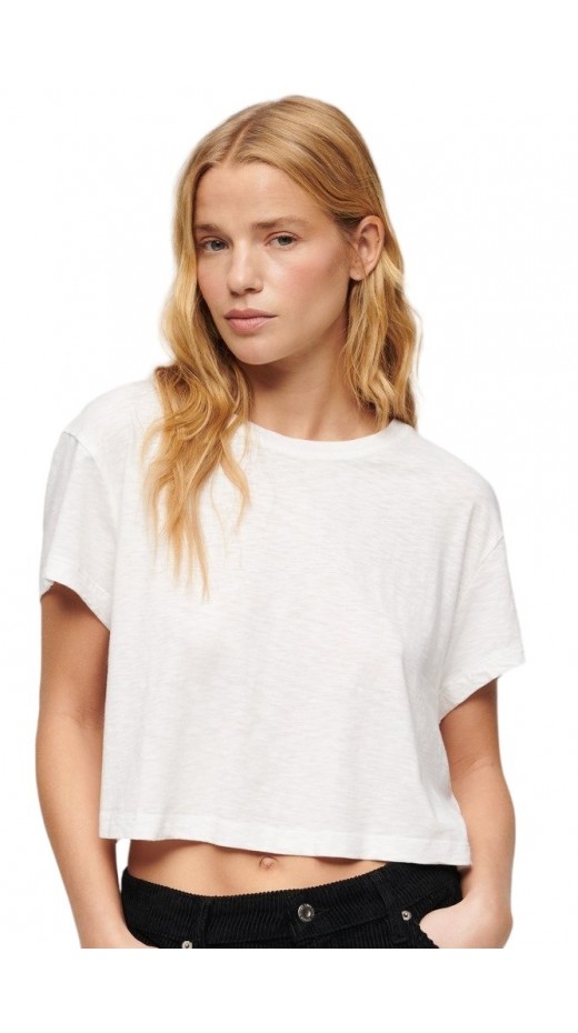 SUPERDRY SLOUCHY CROPPED T-SHIRT ΜΠΛΟΥΖΑ ΓΥΝΑΙΚΕΙΑ WHITE