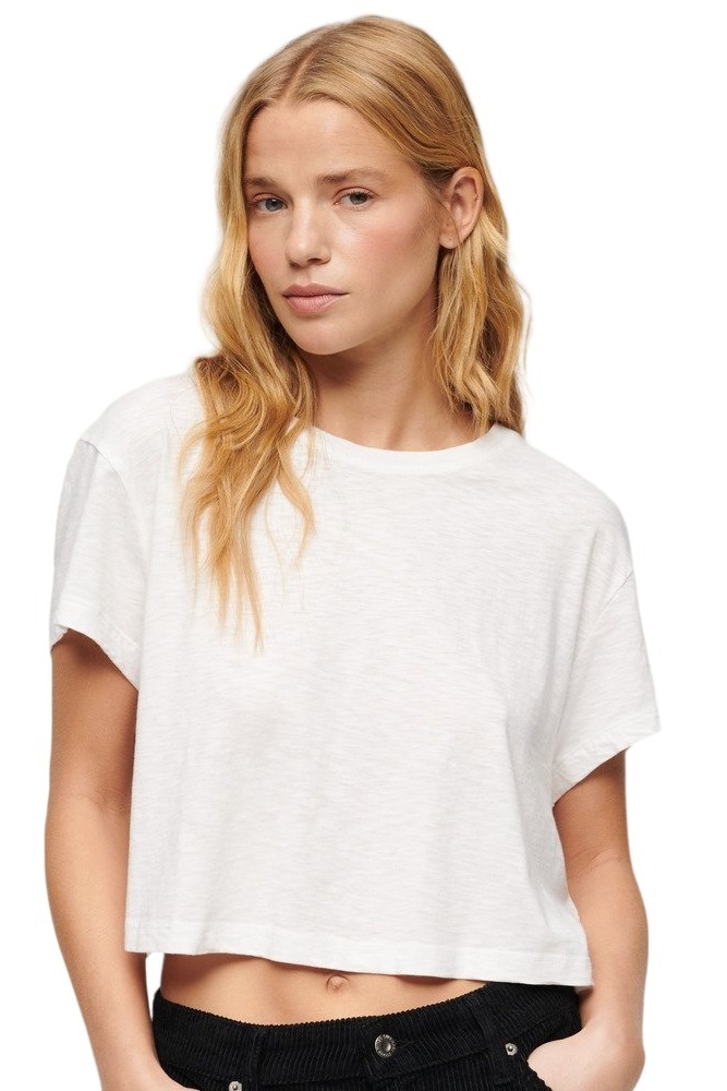 SUPERDRY SLOUCHY CROPPED T-SHIRT ΜΠΛΟΥΖΑ ΓΥΝΑΙΚΕΙΑ WHITE