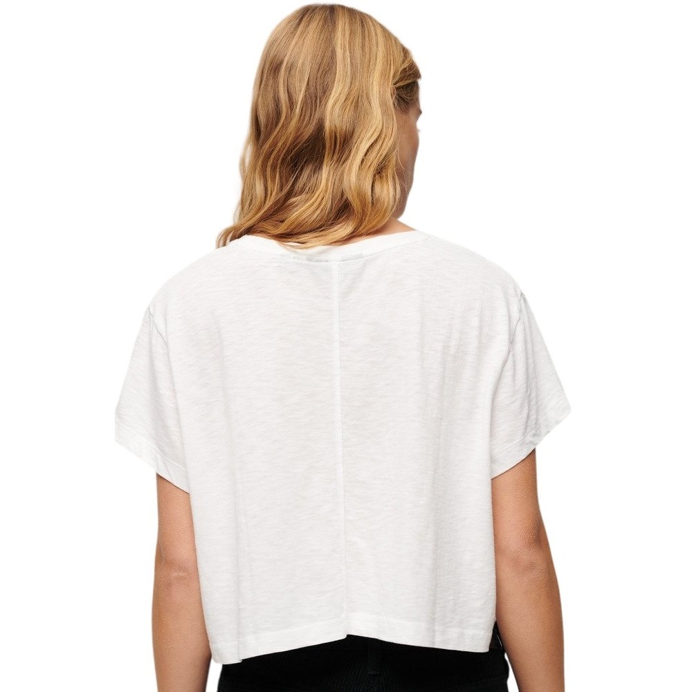 SUPERDRY SLOUCHY CROPPED T-SHIRT ΜΠΛΟΥΖΑ ΓΥΝΑΙΚΕΙΑ WHITE