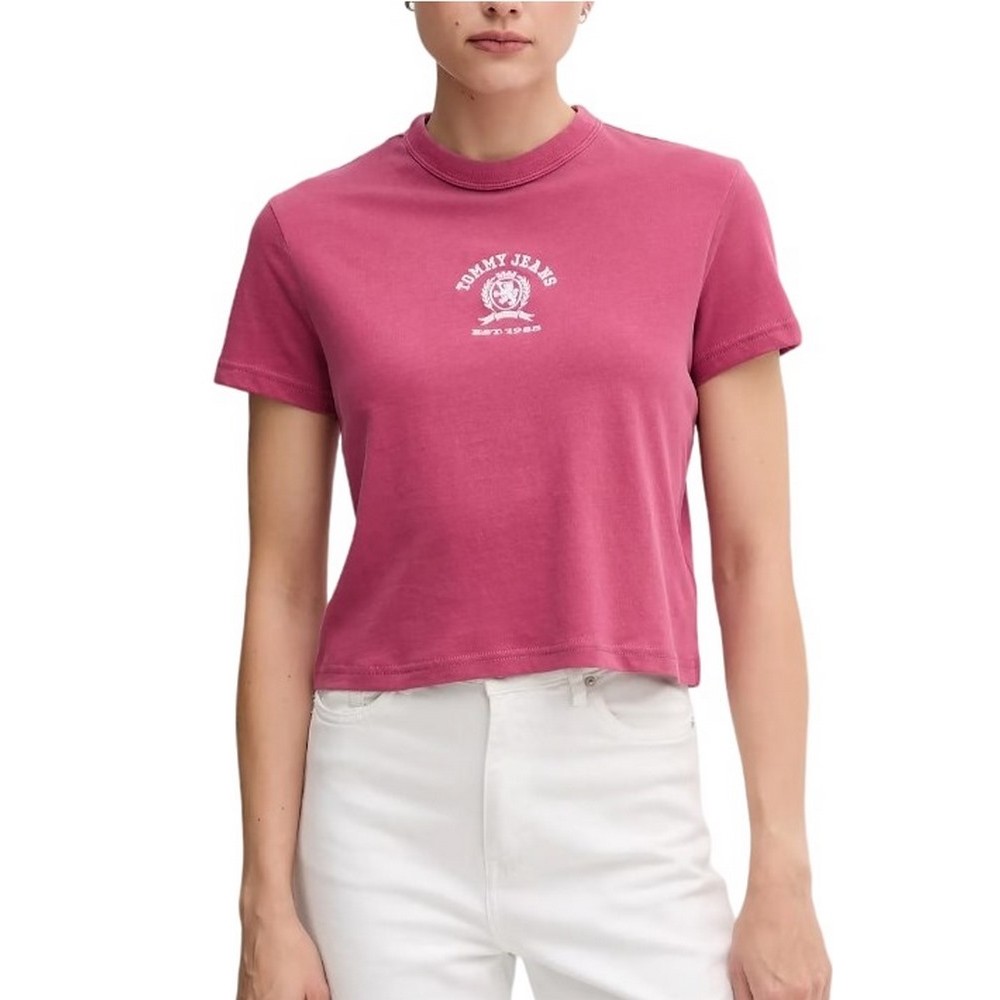 TOMMY JEANS REG SH VARSITY CREST TEE T-SHIRT ΜΠΛΟΥΖΑ ΓΥΝΑΙΚΕΙΑ BERRY