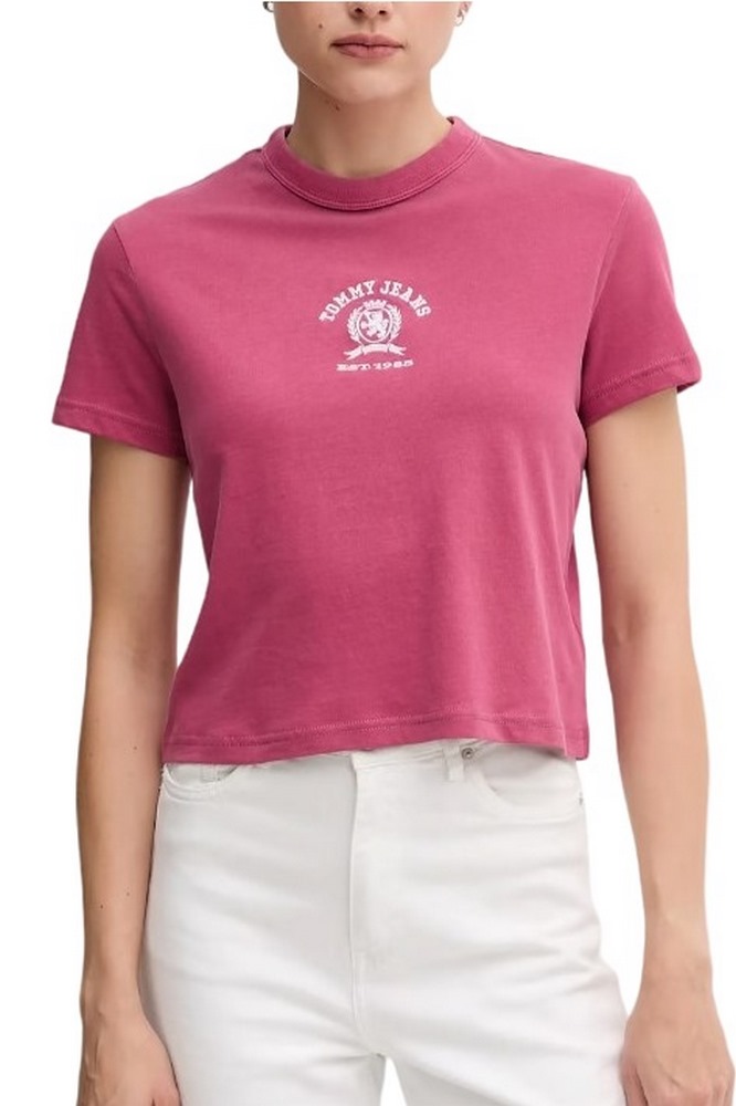 TOMMY JEANS REG SH VARSITY CREST TEE T-SHIRT ΜΠΛΟΥΖΑ ΓΥΝΑΙΚΕΙΑ BERRY