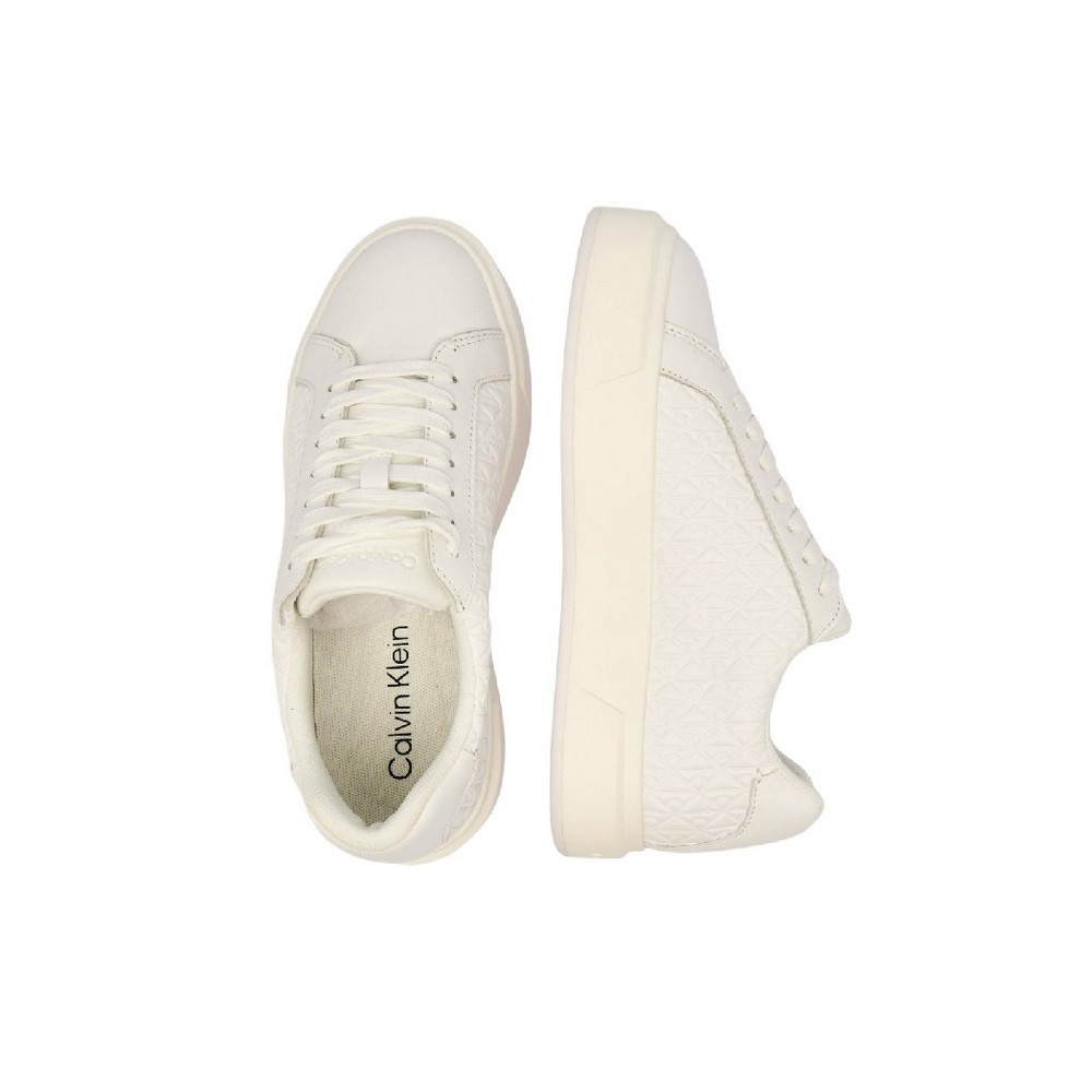 CALVIN KLEIN JEANS BASKET LACE UP LTH AOP ΠΑΠΟΥΤΣΙ ΓΥΝΑΙΚΕΙΟ WHITE