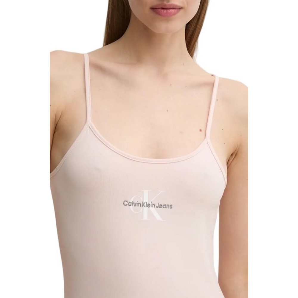 CALVIN KLEIN JEANS MONOLOGO STRAPPY DRESS ΦΟΡΕΜΑ ΓΥΝΑΙΚΕΙΟ PEONY