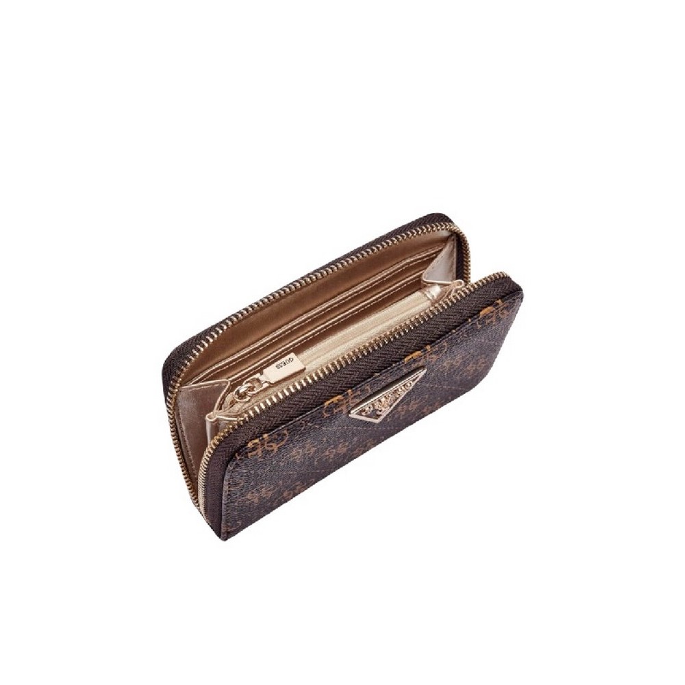 GUESS LAUREL II SLG MED ZIP AROUND ΠΟΡΤΟΦΟΛΙ ΓΥΝΑΙΚΕΙΟ BROWN