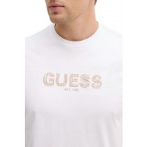 GUESS EMBROIDERY LOGO T-SHIRT ΜΠΛΟΥΖΑ ΑΝΔΡΙΚΗ WHITE