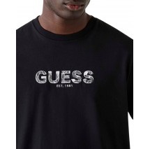 GUESS EMBROIDERY LOGO T-SHIRT ΜΠΛΟΥΖΑ ΑΝΔΡΙΚΗ BLACK