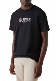 GUESS EMBROIDERY LOGO T-SHIRT ΜΠΛΟΥΖΑ ΑΝΔΡΙΚΗ BLACK