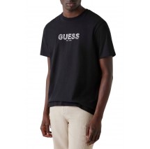 GUESS EMBROIDERY LOGO T-SHIRT ΜΠΛΟΥΖΑ ΑΝΔΡΙΚΗ BLACK