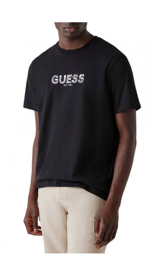 GUESS EMBROIDERY LOGO T-SHIRT ΜΠΛΟΥΖΑ ΑΝΔΡΙΚΗ BLACK