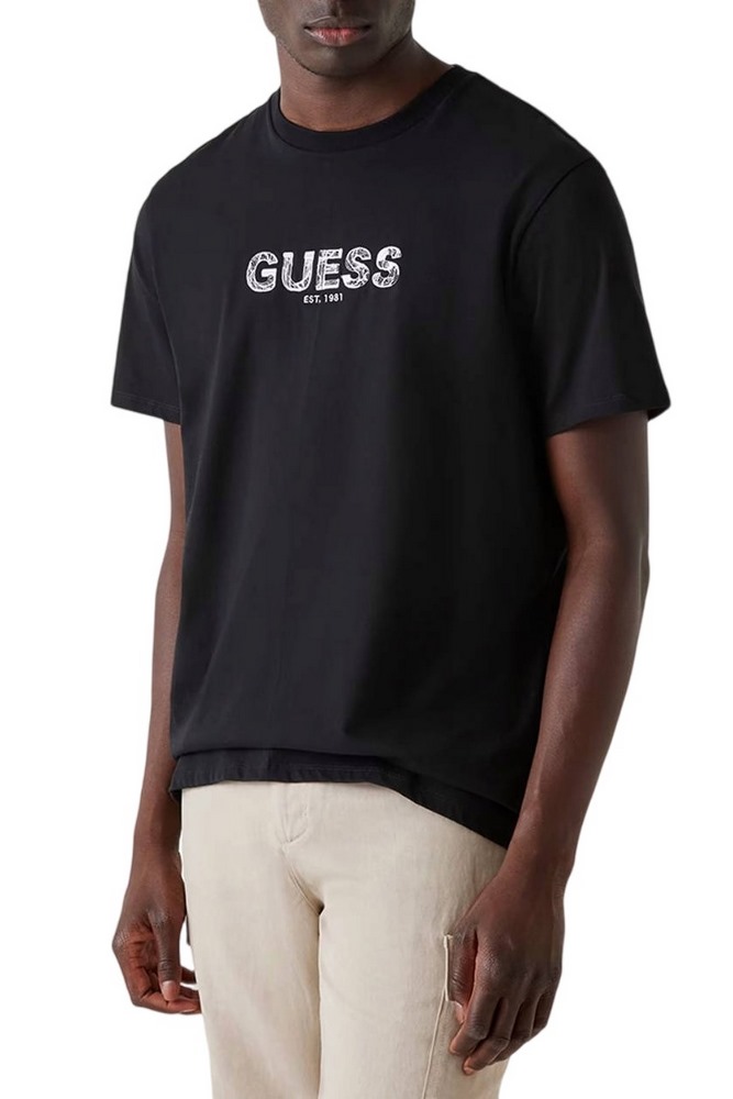 GUESS EMBROIDERY LOGO T-SHIRT ΜΠΛΟΥΖΑ ΑΝΔΡΙΚΗ BLACK