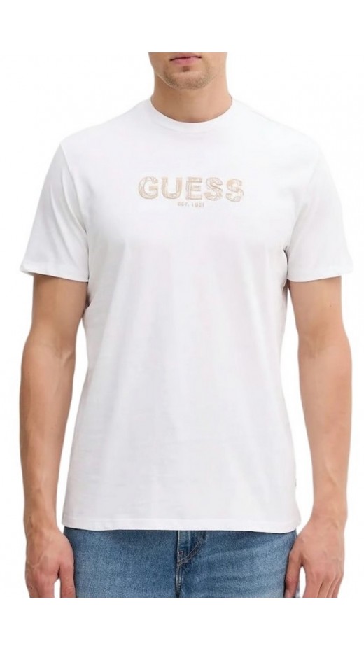 GUESS EMBROIDERY LOGO T-SHIRT ΜΠΛΟΥΖΑ ΑΝΔΡΙΚΗ WHITE