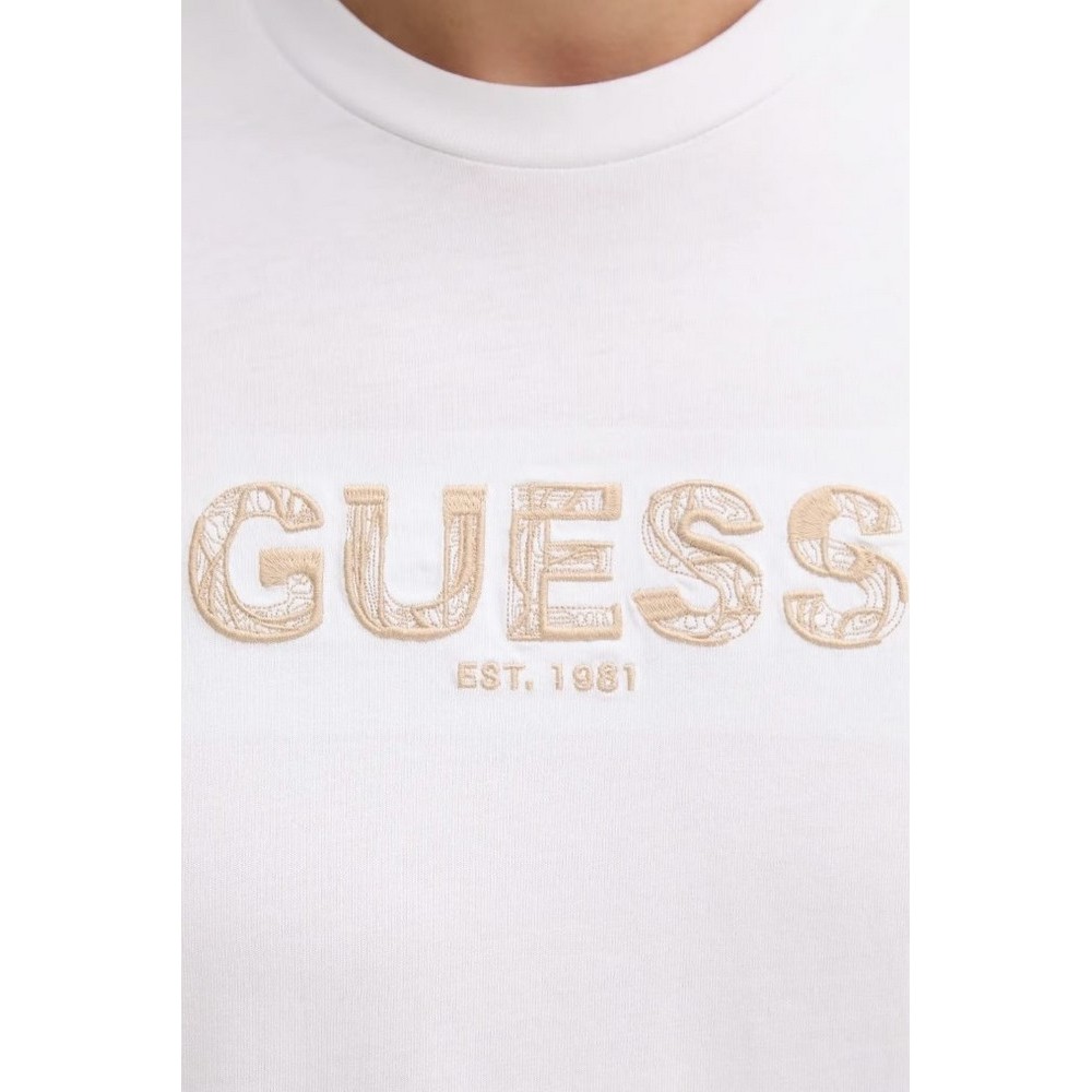 GUESS EMBROIDERY LOGO T-SHIRT ΜΠΛΟΥΖΑ ΑΝΔΡΙΚΗ WHITE