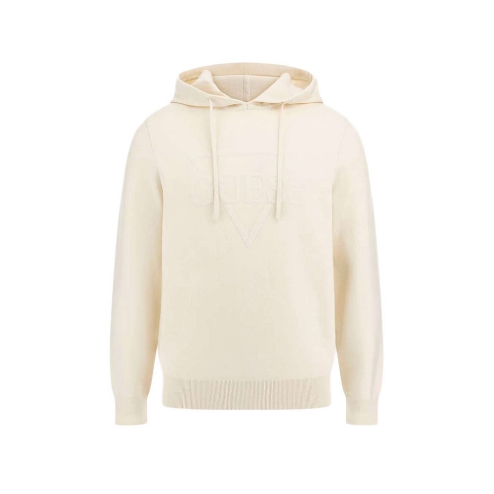 GUESS JOBY HOODIE FRENCH TERRY SWTR ΜΠΛΟΥΖΑ ΠΛΕΚΤΗ ΑΝΔΡΙΚΗ ECRU